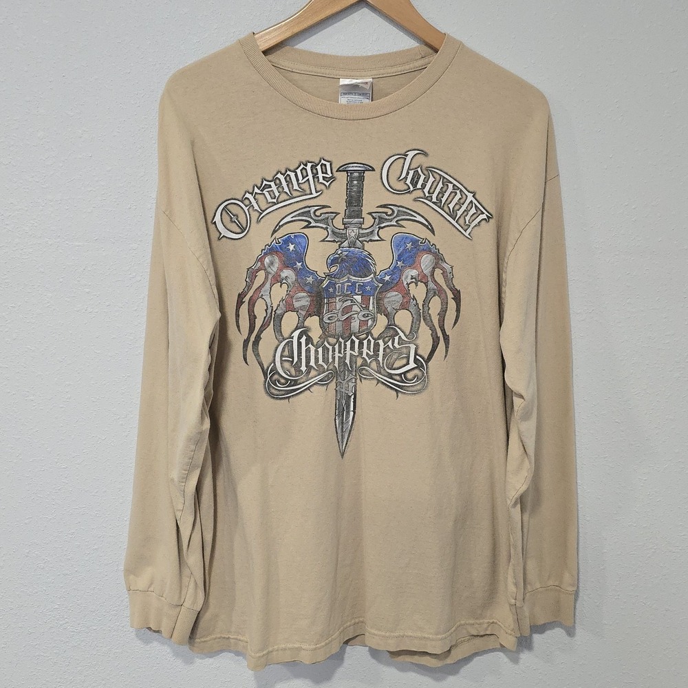 Vintage Orange County Choppers Long Sleeve Shirt XL‎ Beige USA 2004